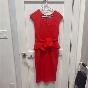 VENUS Red Sheath Dress V-neck Cap Sleeve